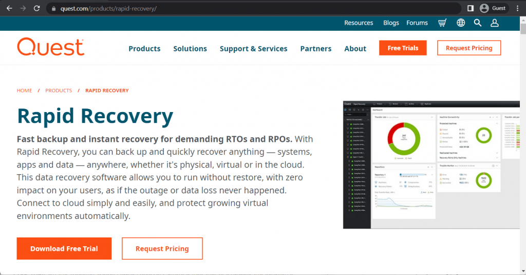 quest rapid recovery landing page