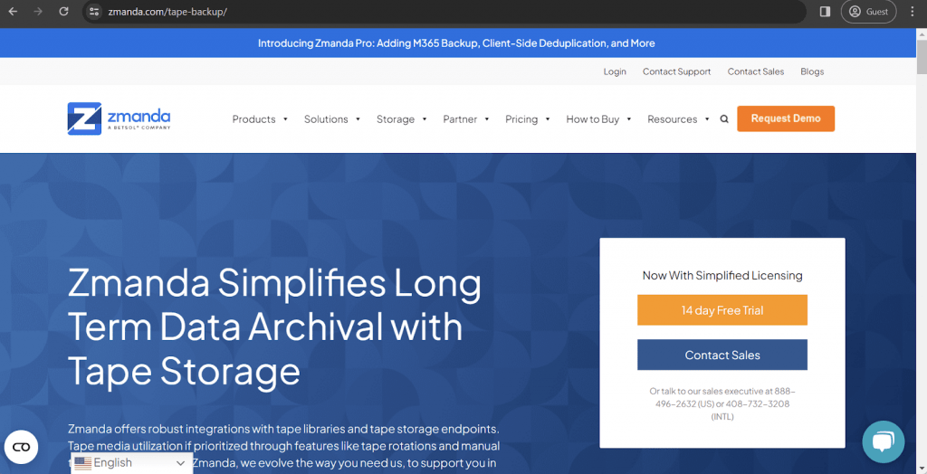 zmanda landing page