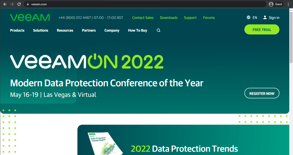 veeam landing page