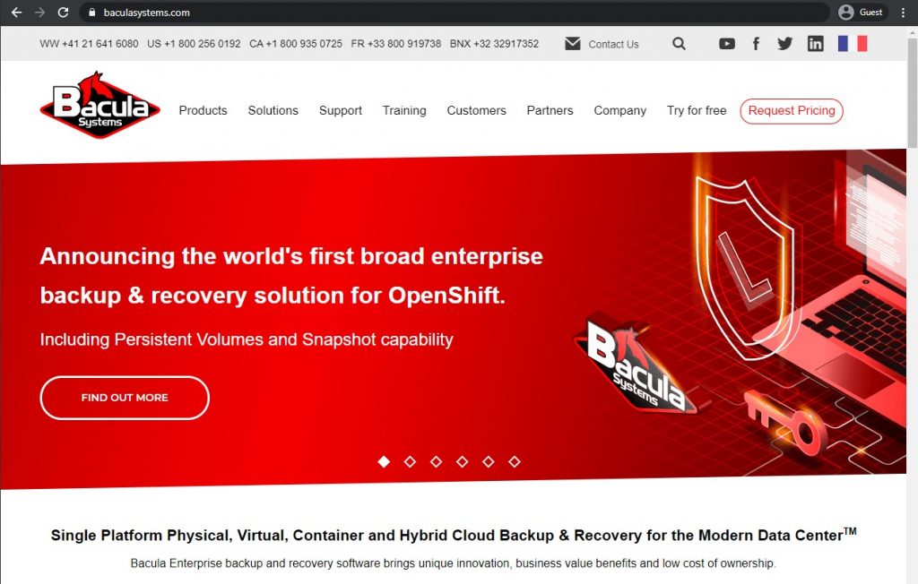 Bacula Enterprise landing page