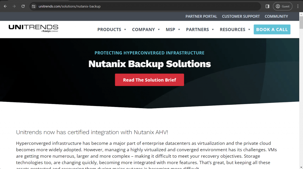 unitrends landing page