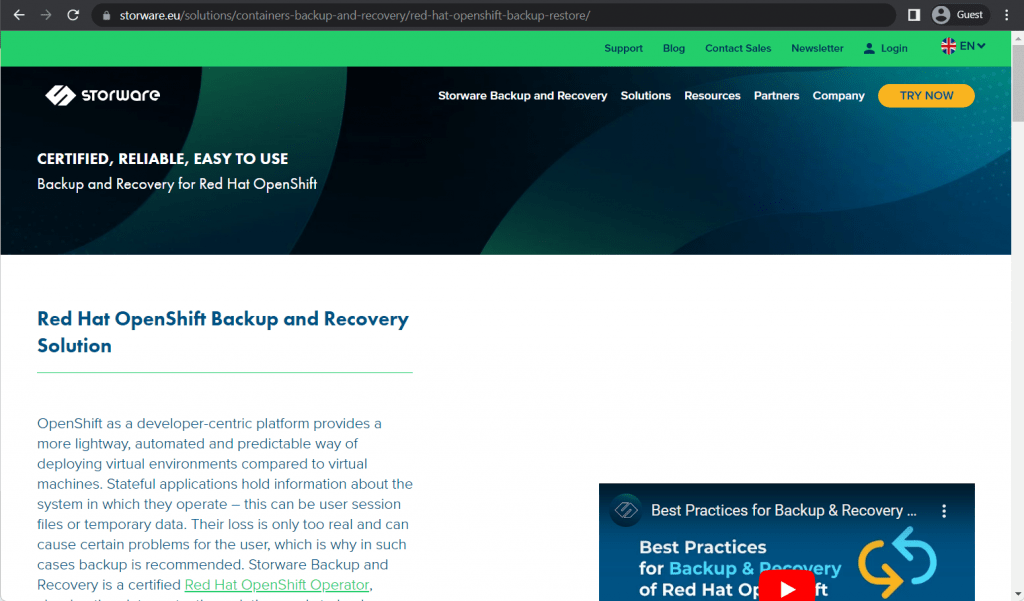 storware landing page