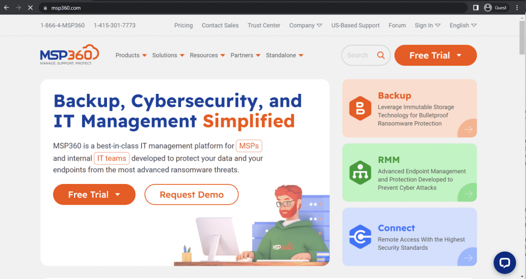 msp360 landing page