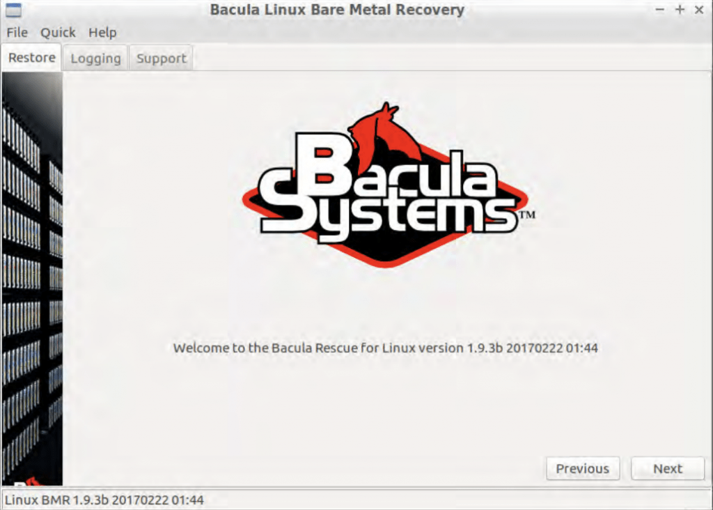 bacula linux bare metal recovery screen #1