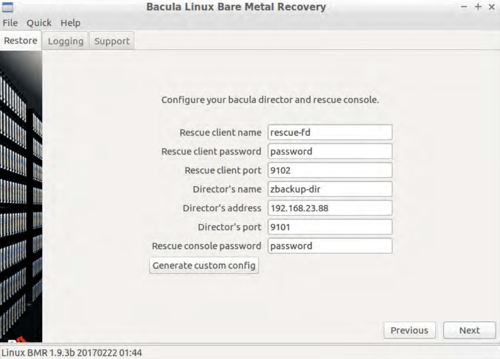 acula linux bare metal recovery screen #2
