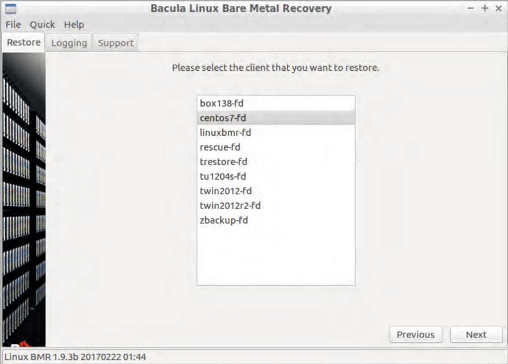 bacula linux bare metal recovery screen #3