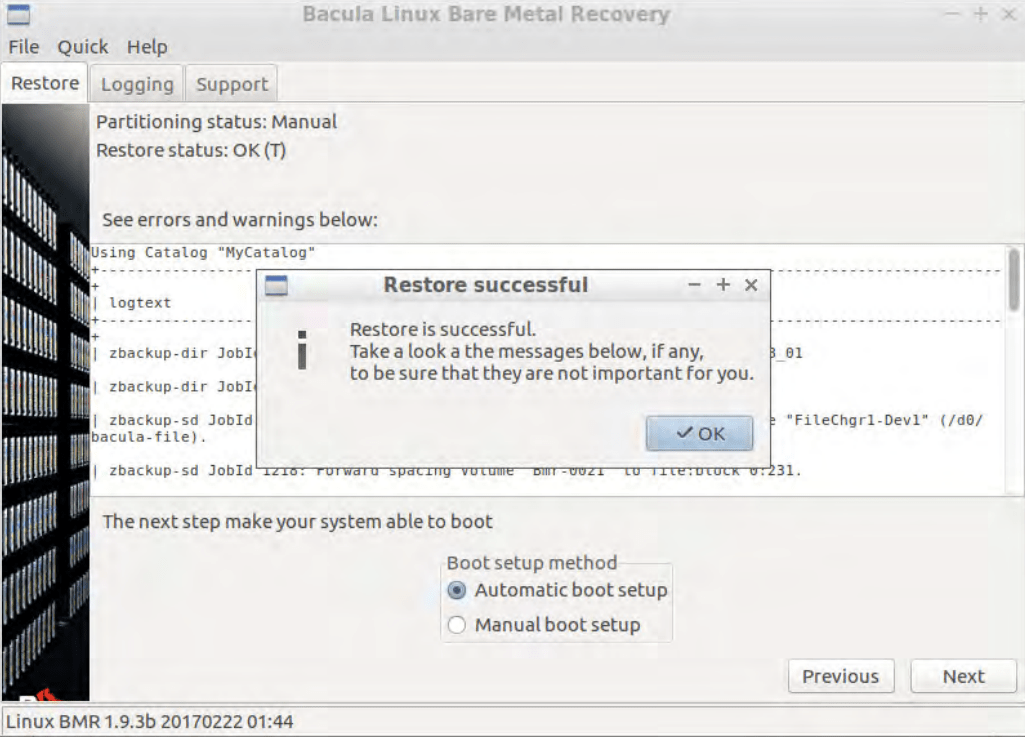 bacula linux bare metal recovery screen #10