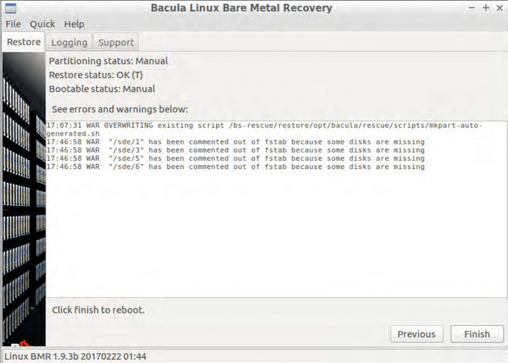 bacula linux bare metal recovery screen #12