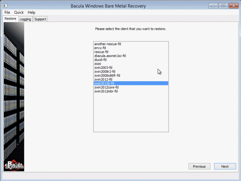 bacula windows bare metal recovery screen #5