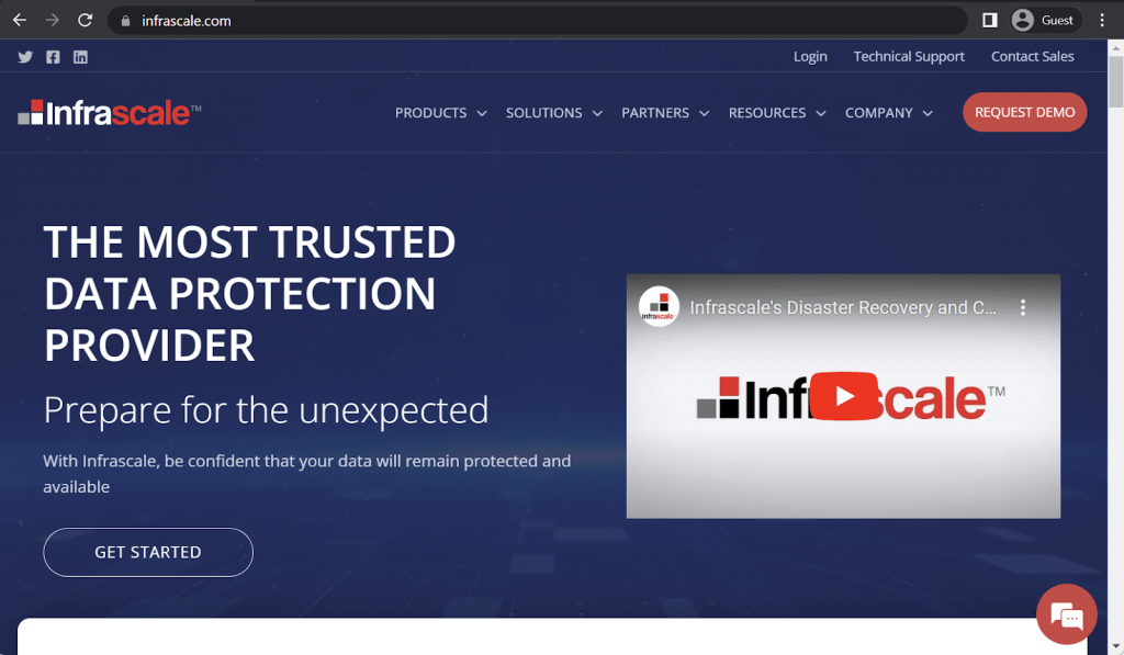 infrascale landing page
