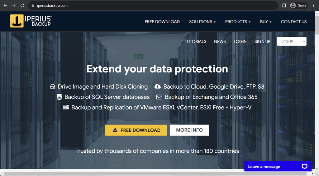 iperius landing page