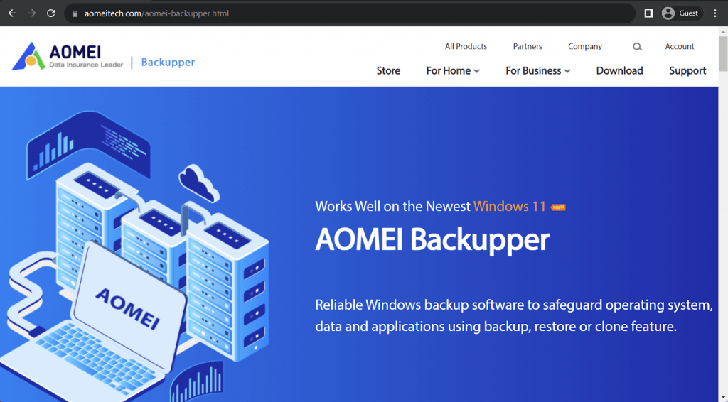 aomei backupper landing page