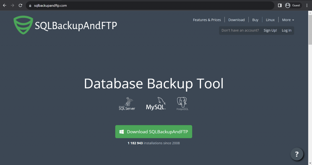 sqlbackupandftp landing page