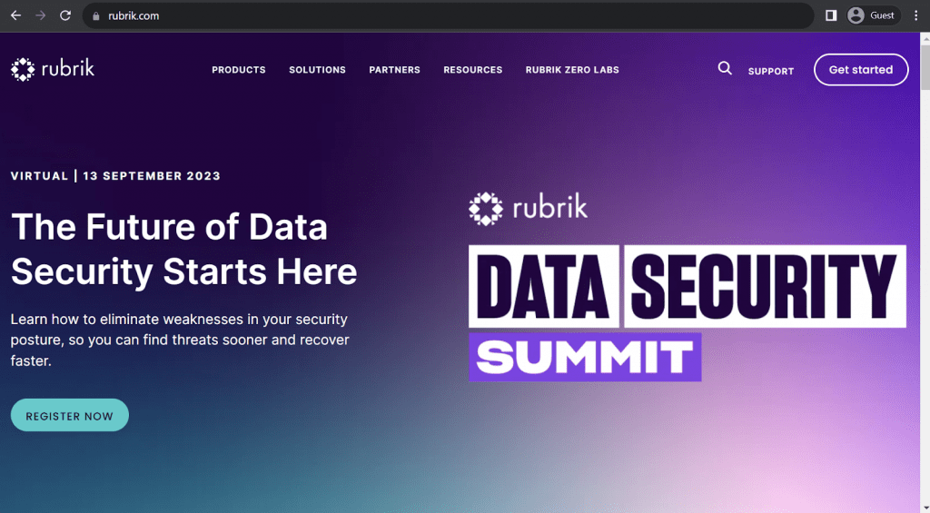 rubrik landing page