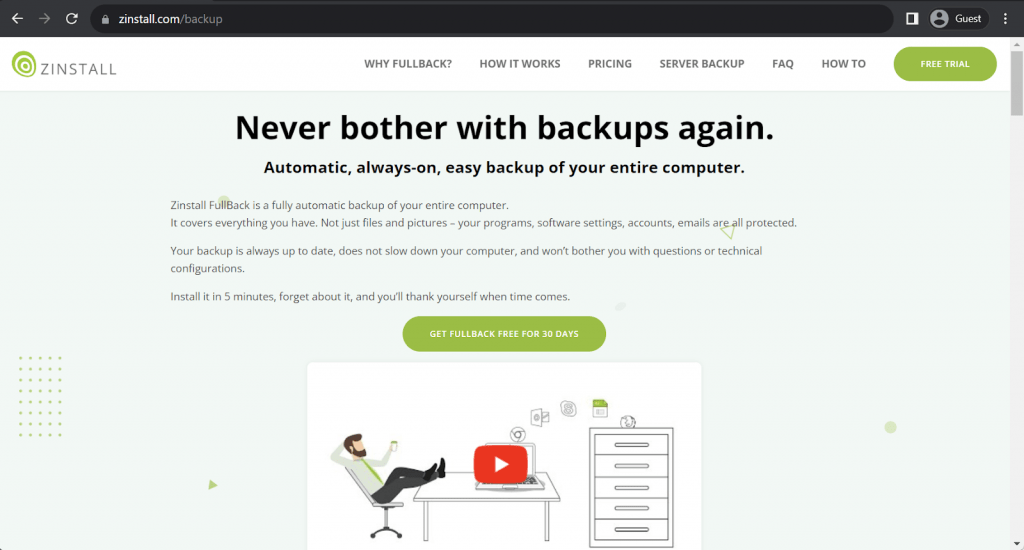 zinstall landing page