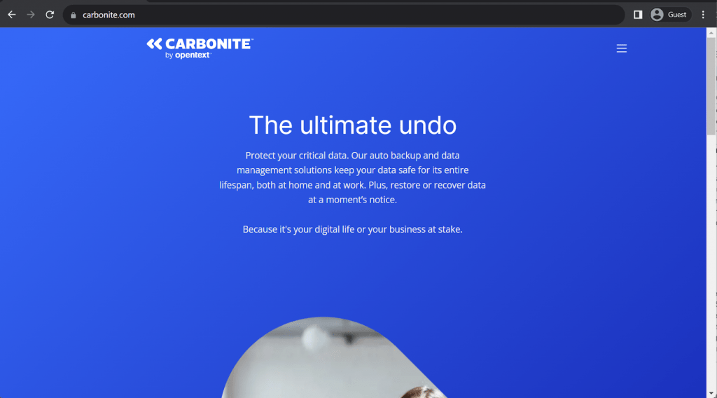 carbonite landing page
