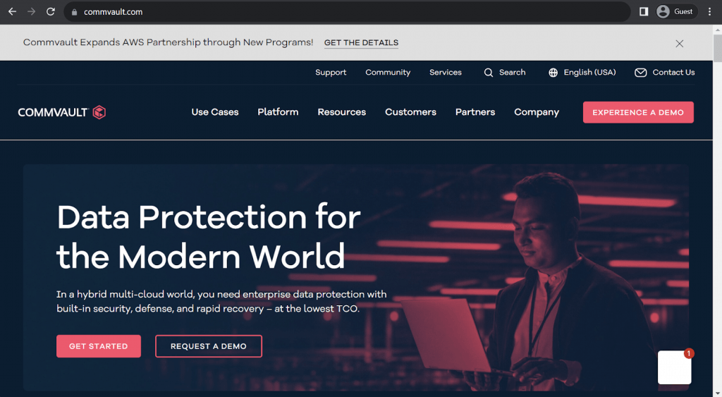 commvault landing page