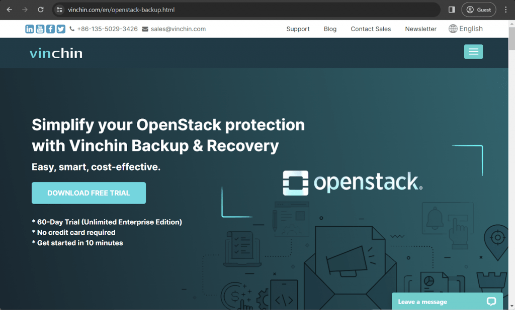 vinchin backup and recovery landing page