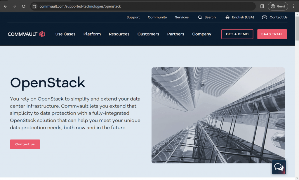 commvault landing page